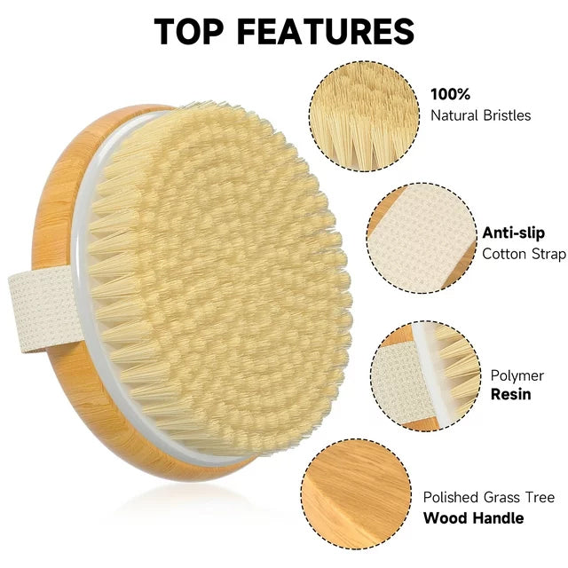 2 Pack Dry Body Brush, Shower Brush Wet and Dry Brushing, Dry Brush for Cellulite
