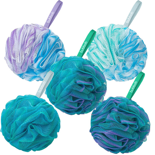 Bubbob Bath Loofah Sponges 5-Pack, Bath Scrub Exfoliating Loofah Sponges, Gradient Color Bath Products