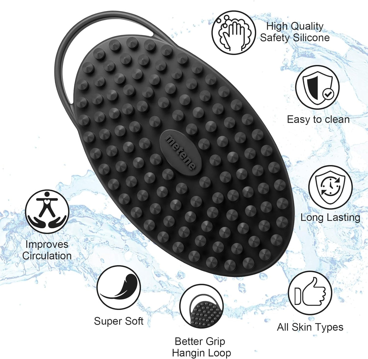 Soft Silicone Body Scrubber, Exfoliating Shower Scrubber for Cleansing Skin, Lathers Well