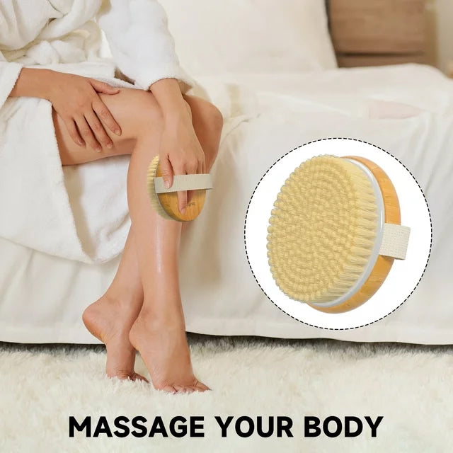 2 Pack Dry Body Brush, Shower Brush Wet and Dry Brushing, Dry Brush for Cellulite