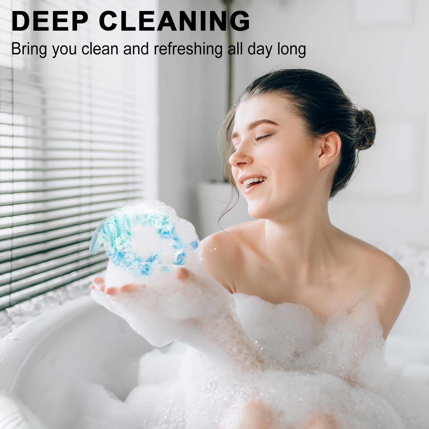 Bubbob Bath Loofah Sponges 5-Pack, Bath Scrub Exfoliating Loofah Sponges, Gradient Color Bath Products