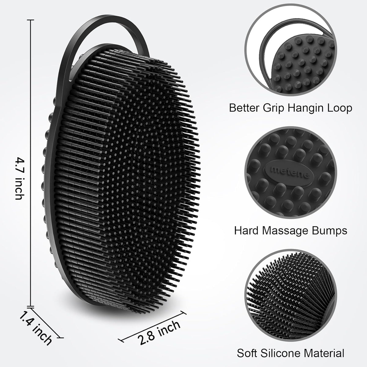 Soft Silicone Body Scrubber, Exfoliating Shower Scrubber for Cleansing Skin, Lathers Well
