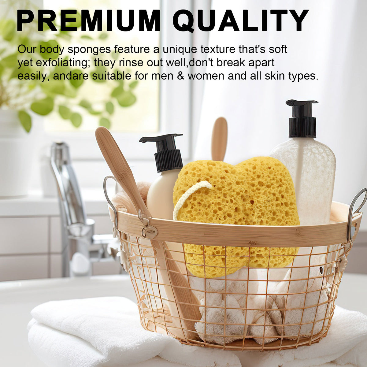 3 Pcs Bath Sponge, Body Wash Sponges Loofah Body Scrubber for Women, Men