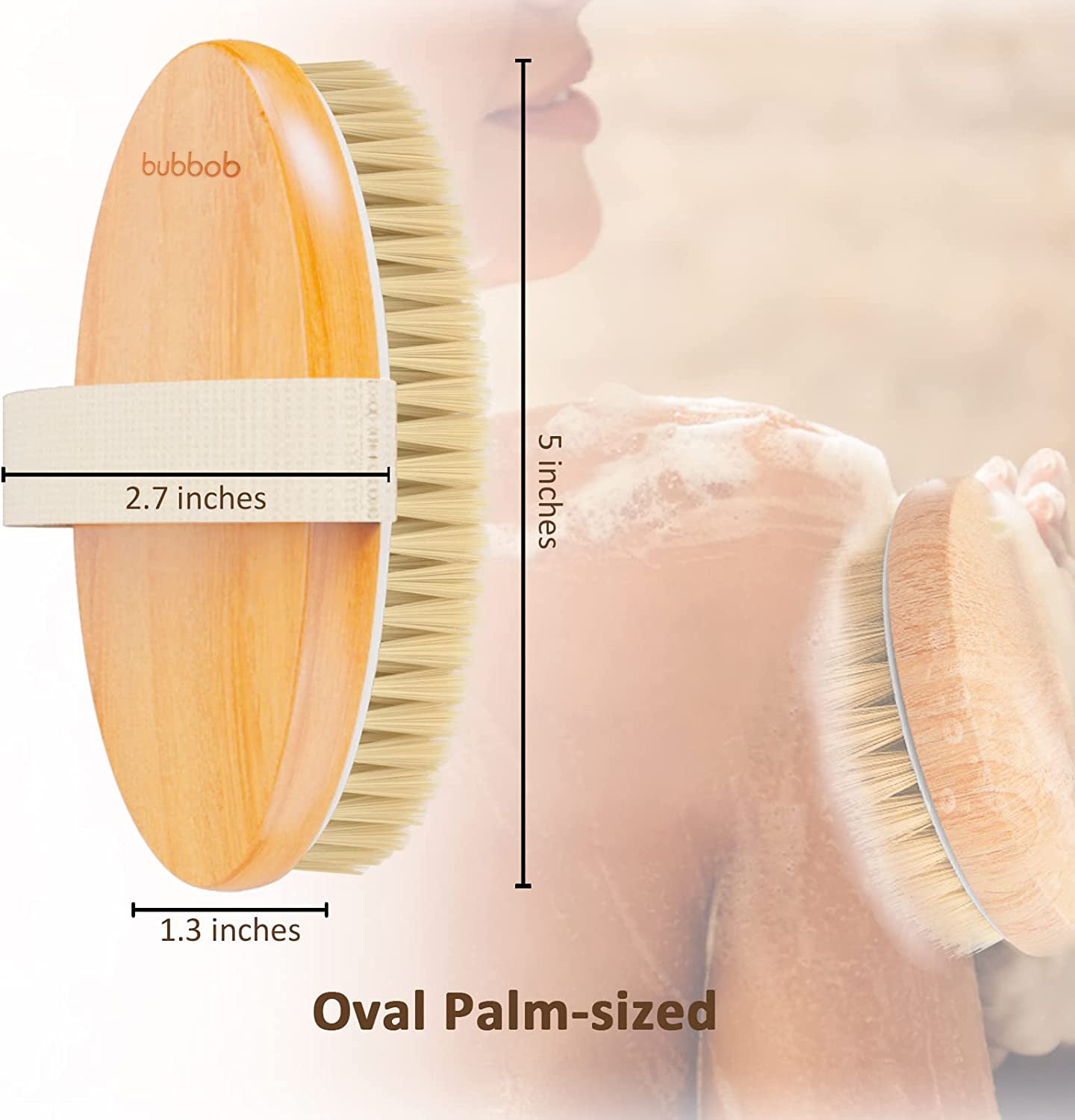 2 Pack Dry Body Brushes, Exfoliating Body Scrubbers, Natural Bristles for Dry Skin, Improve Circulation, Stop Ingrown Hairs, Reduce Acne and Cellulite